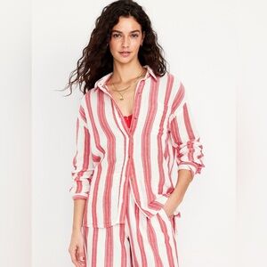 Old Navy Red and White Striped Swim Coverup